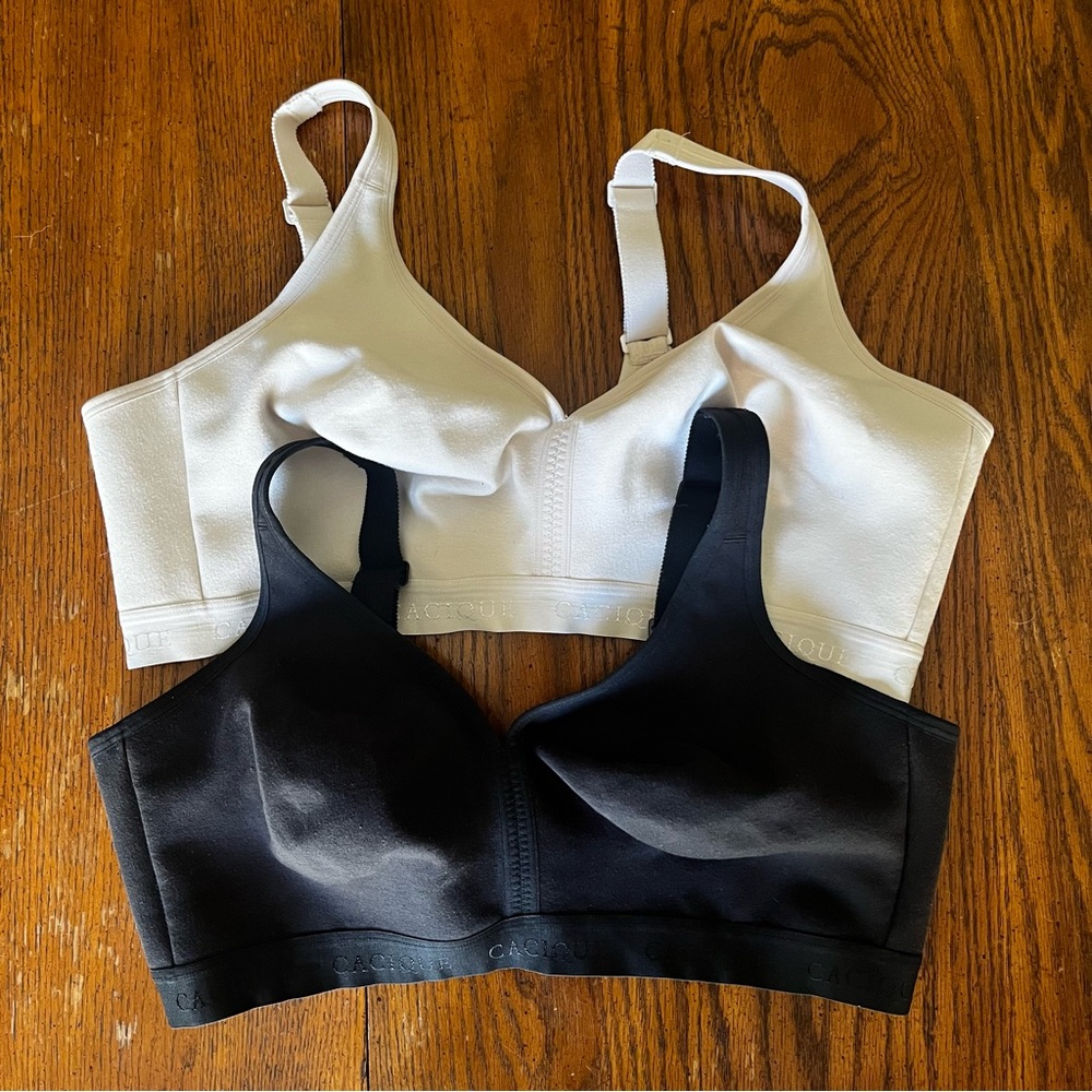 Lane Bryant Cacique Unlined Full Coverage No-Wire 2 pack Black and Nude Bra Set